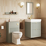 Padstow 610mm Vanity Unit & Toilet Set – Satin Grey, Wall Hung, Brushed Brass Flush & Handles