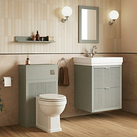 Padstow 610mm Vanity Unit & Toilet Set – Satin Grey, Wall Hung, Chrome Flush & Handles