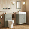 Padstow 610mm Vanity Unit & Toilet Set – Satin Grey, Wall Hung, Chrome Flush & Handles