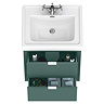Padstow 610mm Vanity Unit & Toilet Set – Satin Green, Wall Hung, Chrome Flush & Handles