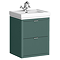 Padstow 610mm Vanity Unit & Toilet Set – Satin Green, Wall Hung, Chrome Flush & Handles