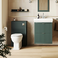 Padstow 610mm Vanity Unit & Toilet Set – Satin Green, Wall Hung, Chrome Flush & Handles