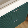 Padstow 610mm Wall Hung Vanity Unit - Satin Green, Slatted 2-Drawer with Chrome Handles & Ceramic Basin