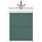 Padstow 610mm Wall Hung Vanity Unit - Satin Green, Slatted 2-Drawer with Chrome Handles & Ceramic Basin