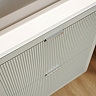 Padstow 610mm Wall Hung Vanity Unit - Satin Grey, Slatted 2-Drawer with Chrome Handles & Ceramic Basin