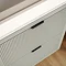 Padstow 610mm Wall Hung Vanity Unit - Satin Grey, Slatted 2-Drawer with Matt Black Handles & Ceramic Basin