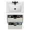 Padstow 610mm Wall Hung Vanity Unit - Satin Grey, Slatted 2-Drawer with Matt Black Handles & Ceramic Basin