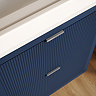 Padstow 610mm Wall Hung Vanity Unit - Satin Indigo Blue, Slatted 2-Drawer with Chrome Handles & Ceramic Basin