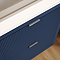 Padstow 610mm Wall Hung Vanity Unit - Satin Indigo Blue, Slatted 2-Drawer with Chrome Handles & Ceramic Basin