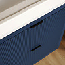 Padstow 610mm Wall Hung Vanity Unit - Satin Indigo Blue, Slatted 2-Drawer with Matt Black Handles & Ceramic Basin