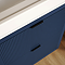 Padstow 610mm Wall Hung Vanity Unit - Satin Indigo Blue, Slatted 2-Drawer with Matt Black Handles & Ceramic Basin