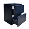 Padstow 610mm Wall Hung Vanity Unit - Satin Indigo Blue, Slatted 2-Drawer with Matt Black Handles & Ceramic Basin