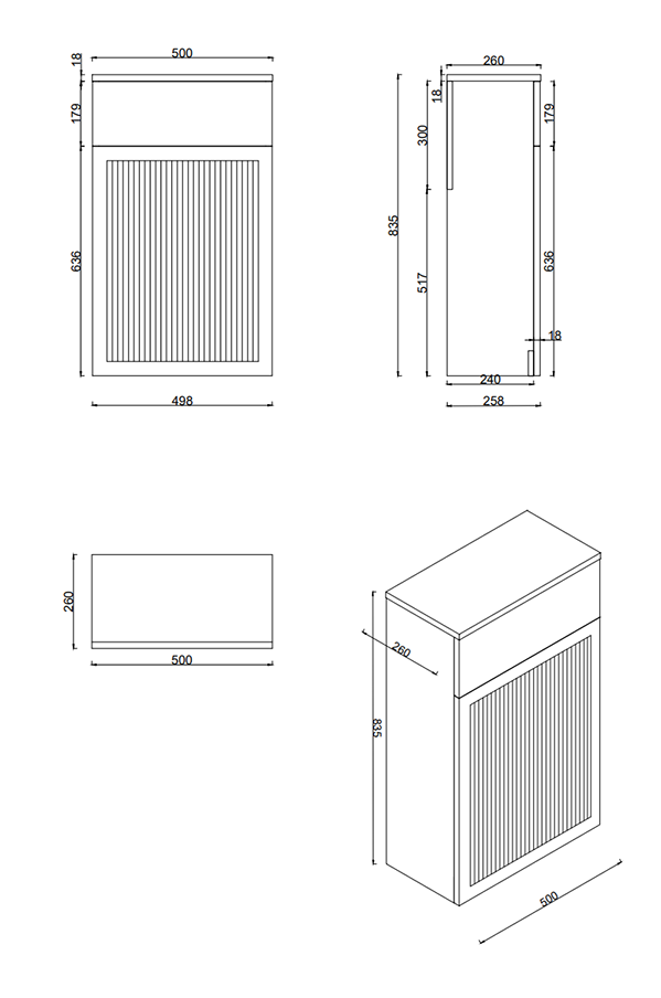 Padstow 500mm Slatted WC Toilet Unit – Satin Indigo Blue (Unit Only)