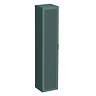 Padstow Wall Hung Tall Storage Unit - Satin Green, Slatted with Brushed Brass Handle