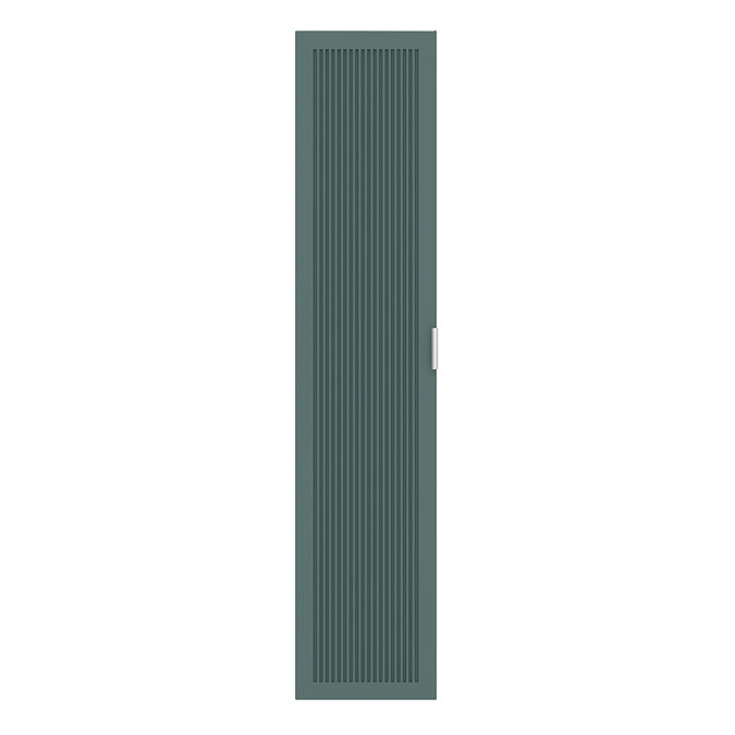 Padstow Wall Hung Tall Storage Unit - Satin Green, Slatted with Chrome Handle