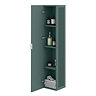 Padstow Wall Hung Tall Storage Unit - Satin Green, Slatted with Chrome Handle