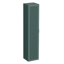 Padstow Wall Hung Tall Storage Unit - Satin Green, Slatted with Chrome Handle