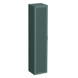 Padstow Wall Hung Tall Storage Unit - Satin Green, Slatted with Chrome Handle