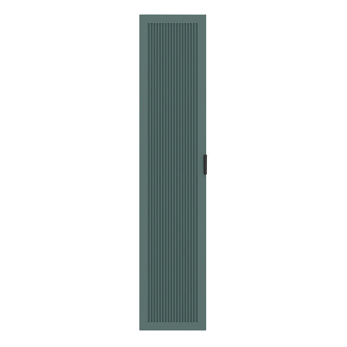 Padstow Wall Hung Tall Storage Unit - Satin Green, Slatted with Matt Black Handle