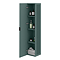 Padstow Wall Hung Tall Storage Unit - Satin Green, Slatted with Matt Black Handle