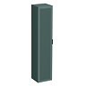 Padstow Wall Hung Tall Storage Unit - Satin Green, Slatted with Matt Black Handle