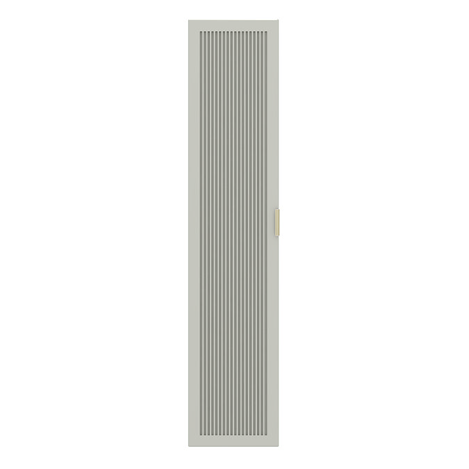 Padstow Wall Hung Tall Storage Unit - Satin Grey, Slatted with Brushed Brass Handle