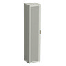 Padstow Wall Hung Tall Storage Unit - Satin Grey, Slatted with Brushed Brass Handle