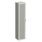 Padstow Wall Hung Tall Storage Unit - Satin Grey, Slatted with Brushed Brass Handle