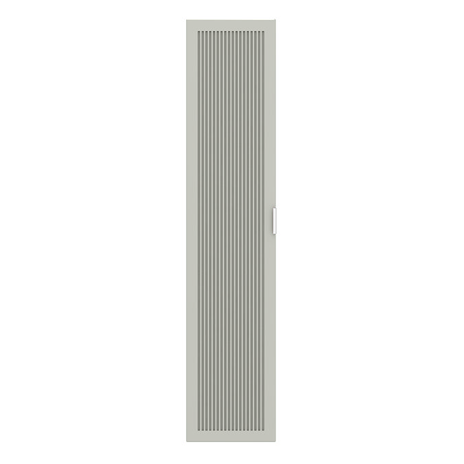 Padstow Wall Hung Tall Storage Unit - Satin Grey, Slatted with Chrome Handle