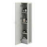 Padstow Wall Hung Tall Storage Unit - Satin Grey, Slatted with Chrome Handle