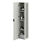 Padstow Wall Hung Tall Storage Unit - Satin Grey, Slatted with Matt Black Handle