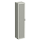 Padstow Wall Hung Tall Storage Unit - Satin Grey, Slatted with Matt Black Handle