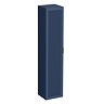 Padstow Wall Hung Tall Storage Unit - Satin Indigo Blue, Slatted with Brushed Brass Handle