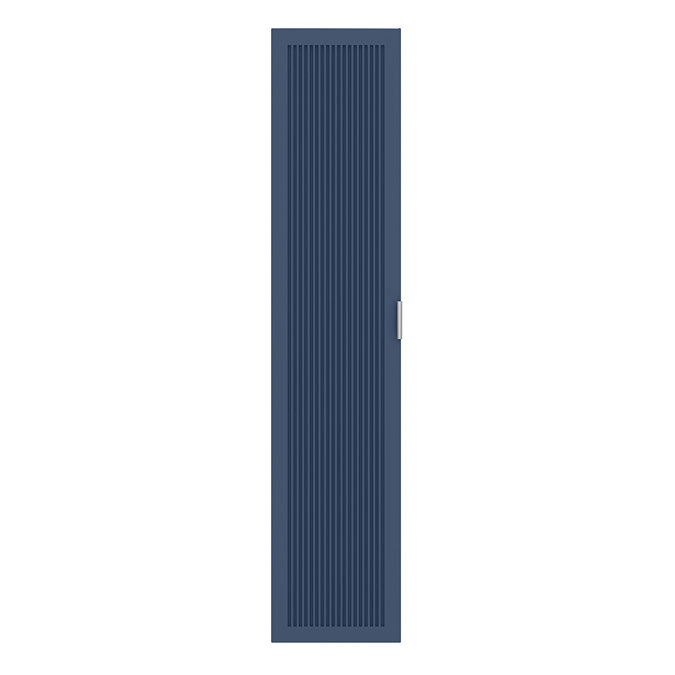 Padstow Wall Hung Tall Storage Unit - Satin Indigo Blue, Slatted with Chrome Handle