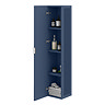 Padstow Wall Hung Tall Storage Unit - Satin Indigo Blue, Slatted with Chrome Handle
