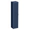 Padstow Wall Hung Tall Storage Unit - Satin Indigo Blue, Slatted with Chrome Handle
