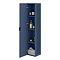 Padstow Wall Hung Tall Storage Unit - Satin Indigo Blue, Slatted with Matt Black Handle