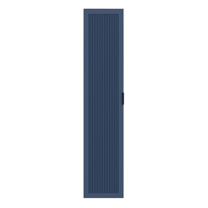 Padstow Wall Hung Tall Storage Unit - Satin Indigo Blue, Slatted with Matt Black Handle