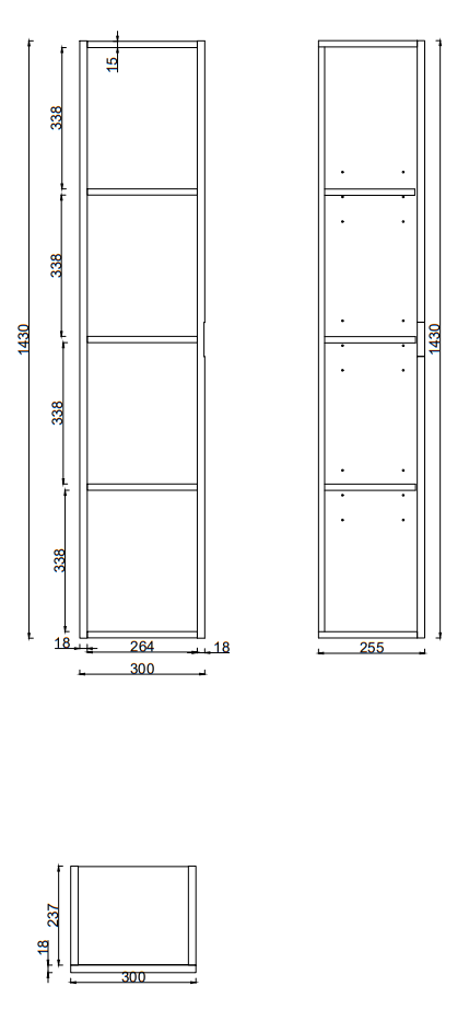 Padstow Wall Hung Tall Storage Unit - Satin Indigo Blue, Slatted with Matt Black Handle