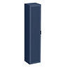 Padstow Wall Hung Tall Storage Unit - Satin Indigo Blue, Slatted with Matt Black Handle