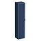 Padstow Wall Hung Tall Storage Unit - Satin Indigo Blue, Slatted with Matt Black Handle