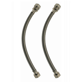 Pair of 15mm x 1/2" Swivel Braided Flexi Tap Connectors - 300mm Large Image