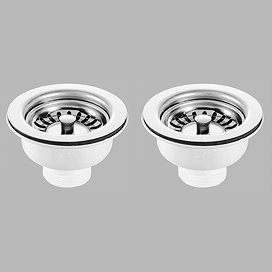 2 x Bower Chrome Basket Strainer Belfast Kitchen Sink Wastes