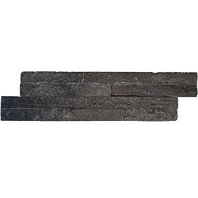 Palamas Black Split Face Natural Stone Wall Tiles - 100 x 360mm Large Image