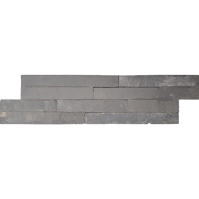 Palamas Slate Black Split Face Natural Stone Wall Tiles - 100 x 360mm Large Image