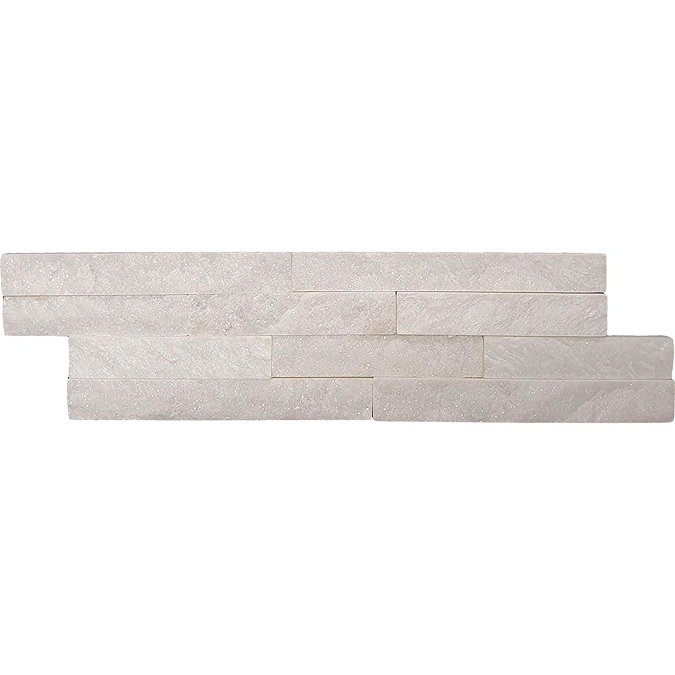 Palamas White Split Face Natural Stone Wall Tiles - 100 x 360mm Large Image