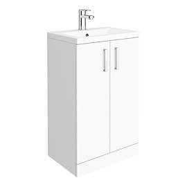 Pallas 500 Modern Gloss White Floor Standing Vanity Unit Large Image