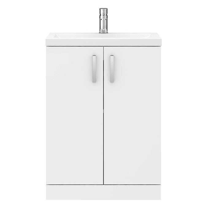 Pallas 600 Modern Gloss White Floor Standing Vanity Unit  In Bathroom Large Image