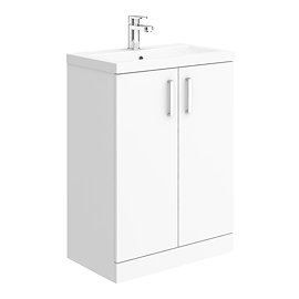 Pallas 600 Modern Gloss White Floor Standing Vanity Unit Large Image