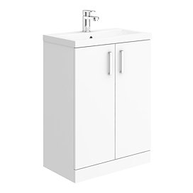 Pallas 600 Modern Gloss White Floor Standing Vanity Unit Large Image